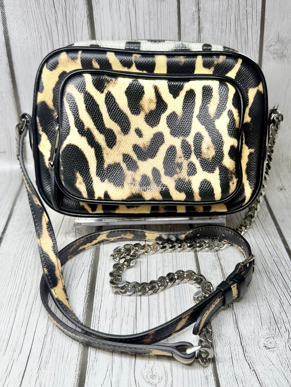 PRE LOVED Burberry Leopard Animal Print Camera Crossbody Bag